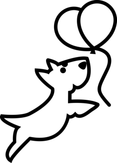 Dog Outline Chasing Balloons Sketch Style Svg Vector, Free Vectors File